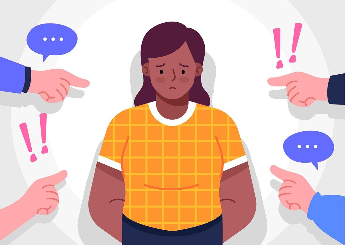 vector of woman being pointed at
